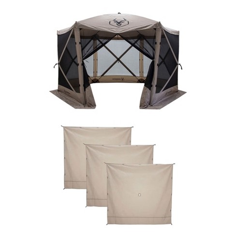 Clam Quick Set Escape 12 X 12 Foot Portable Pop Up Outdoor Camping Gazebo  Canopy Shelter Tent With Carry Bag And Wind Panels (3 Pack), Tan : Target