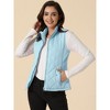 Allegra K Women's Stand Collar Lightweight Gilet Quilted Zip Vest - 2 of 4