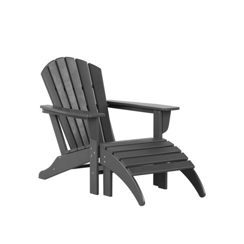 Westintrends Dylan Hdpe Outdoor Patio Adirondack Chair With Ottoman (2 ...