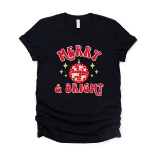Simply Sage Market Merry And Bright Disco Ball Short Sleeve Tee - M - Black - 1 of 4