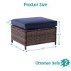 Sonkuki 2-Piece Ottomans with Solution-Dyed Fabric Cushion, All-Weather Wicker Ottomans, Ideal for Patio - 3 of 4