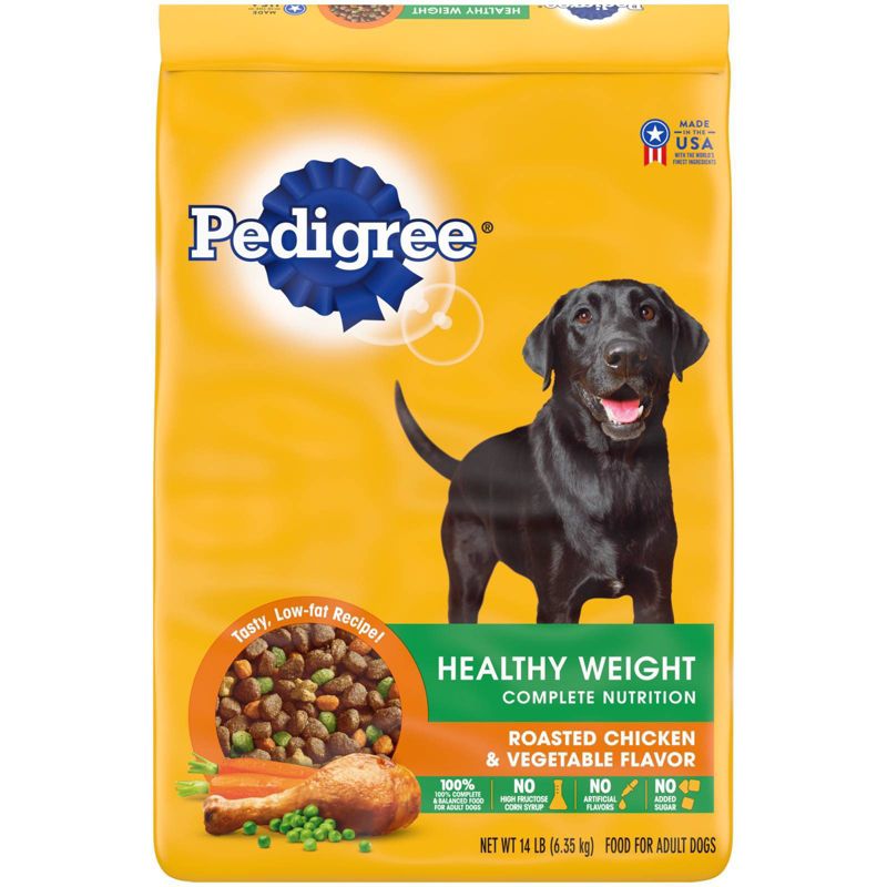 Pedigree Healthy Weight Roasted Chicken &#38; Vegetable Flavor Adult Complete Nutrition Dry Dog Food - 14lbs, 1 of 7