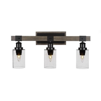Toltec Lighting Tacoma 3 - Light Vanity in  Black/Painted Wood with 4" Clear Bubble Shade