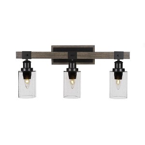 Toltec Lighting Tacoma 3 - Light Vanity in  Black/Painted Wood with 4" Clear Bubble Shade - 1 of 1