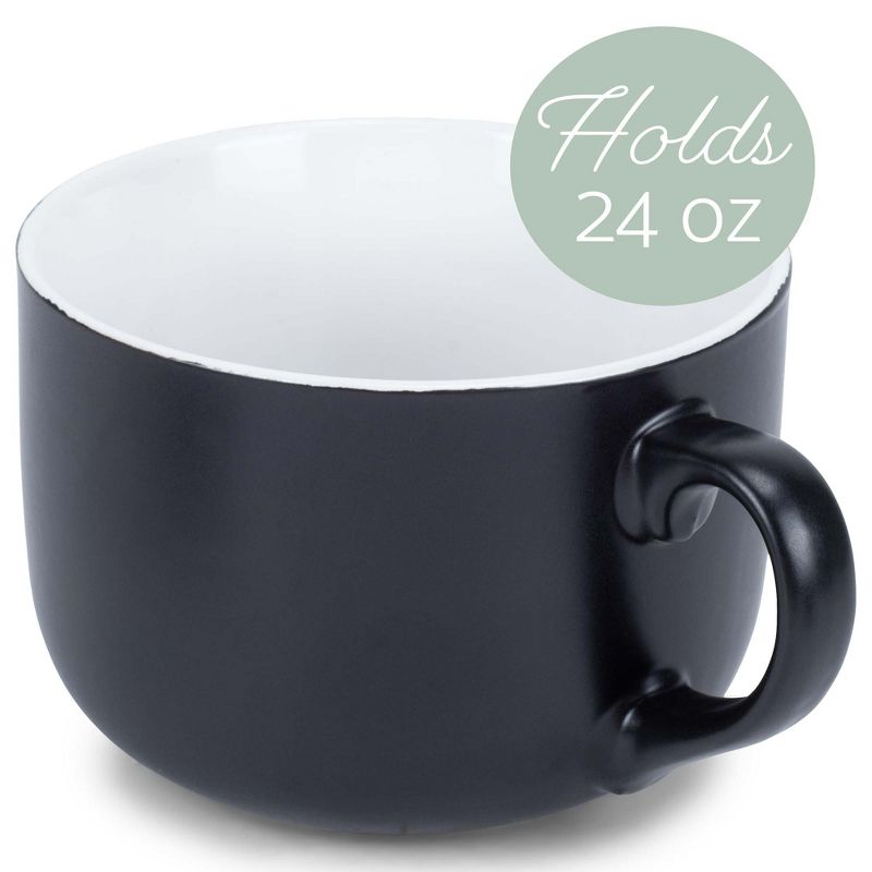 Elanze Designs Large Color Pop 24 ounce Ceramic Jumbo Soup Mugs Set of 4, White, 2 of 6