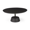 HomeRoots 32" Dark Brown and Black Solid Wood and Iron Round Pedestal Coffee Table - 4 of 4