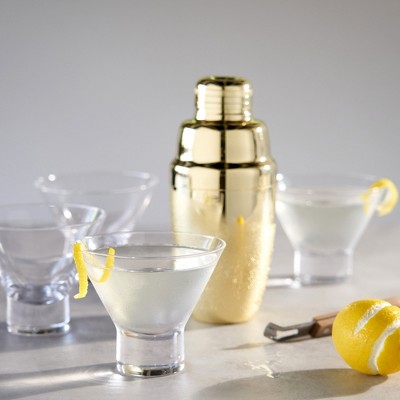 Viski Crystal Stemless Martini Glasses - Set of 4, 7.5 oz