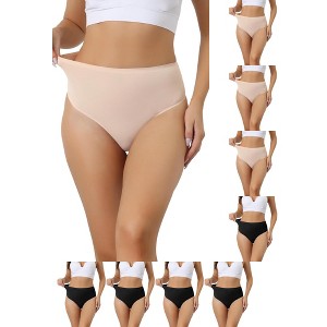 INSPIRE CHIC Women's High Waist Tummy Control Stretch Breathable Comfortable Thongs 9 Packs - 1 of 4