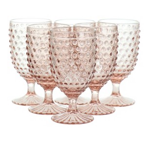 Gibson 6 Piece 14.2 Ounce Clear Glass Hobnail Goblet Drinkware Set - 1 of 4