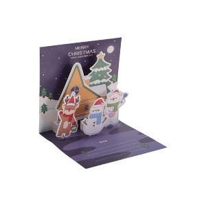 Unique Bargains Christmas Greeting Card Multicolor 4.7"x4.7" 1 Set - 1 of 4