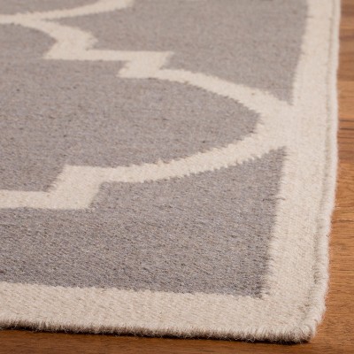 Handmade Dark Grey and Ivory Wool Geometric Area Rug