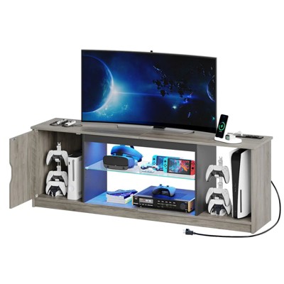 Bestier 70" Gray Modern Fireplace TV Stand with LED Lights