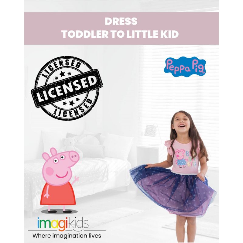 Peppa Pig Girls Short Sleeve Dress Toddler to Little Kid, 3 of 10