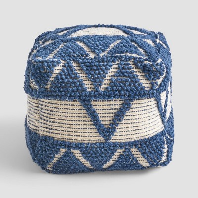 Azelea Boho Ottoman Pouf Blue/White - Christopher Knight Home: Hand-Crafted, Tufted Design, No Assembly Required