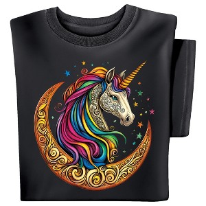 Collections Etc Striking Celtic Moon Unicorn Short Sleeve Graphic T-Shirt - 1 of 4