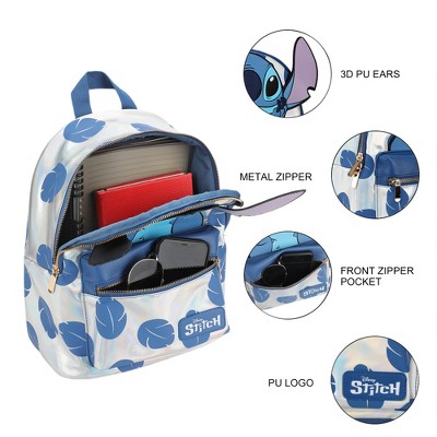Lilo & Stitch Disney Stitch Blue Leaves 12.6" White Mini Backpack — фото 4