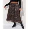 Plus Size Pleated Skirt Women's Plus Size Skirt Elastic Waist Boho Skirts Plus Size Midi Skirts for Curvy Women with Pockets (Black&White,2XL) - 3 of 4