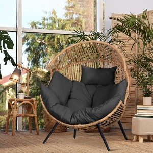 Celebalcony Wicker Egg Chair - Rattan Patio Chair with Cushion, Indoor-Outdoor Lounge Egg Basket Seat for Living Room,Bedroom,Patio,Backyard - 1 of 4