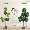 Artificial Fiddle Leaf Fig Tree in White Pot, Realistic 77-Leaves Faux Ficus Lyrata with Weighted Planter - 4 of 4