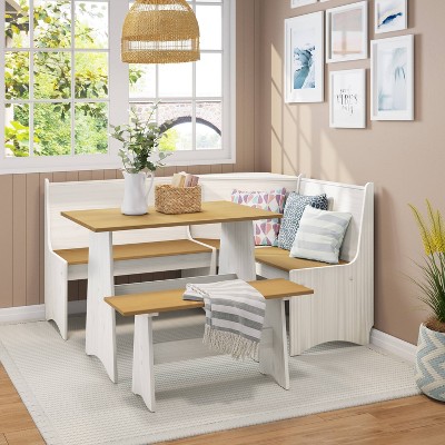 Cottonwood Wood L - Shaped Dining Nook White/Honey - Hillsdale Furniture