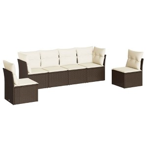 vidaXL Garden Sofa Set Brown PE rattan 6-piece set Adjustable Feet - 1 of 4