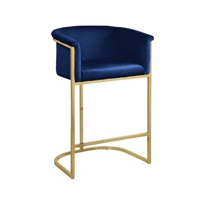 Meridian Furniture,Donatella Navy Velvet Stool