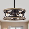 Warehouse Of Tiffany Catrin Wood Grain Ceiling Fan 21" 4-Light Open Metal Drum Shade with Remote - 2 of 2