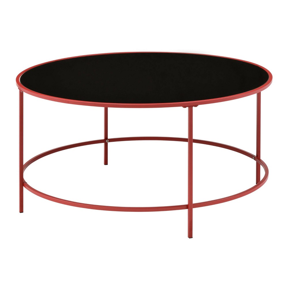 Kincross Round Coffee Table with Glass Top Red - miBasics