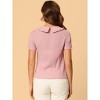 Allegra K Women's Peter Pan Collar Tie Neck Ruffle Blouse - 3 of 4