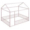 TIRAMISUBEST Metal House Bed Floor Bed with Fence and Roof Design, Twin/Full Size Montessori Bed House Floor Bed for Kids Teens - 4 of 4