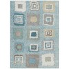 Teal Blue Beige And Ivory Geometric Washable Indoor Outdoor Area Rug - 4 of 4