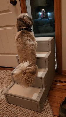 Gray 4-Step Pet Stairs for Small Dogs and Cats