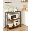 Rustic Brown & Black Industrial - Style Kitchen Cart on Wheels - 3 - Shelf Serving Cart with 6 Hooks. Ideal for Microwave, Mini Oven, Toaster - 2 of 4
