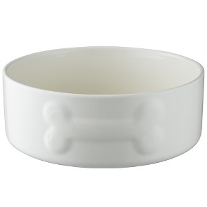 Mason Cash: Embossed Bone Dog Bowl, Cream, 8", 50.7oz, Food & Water Dish - 1 of 4