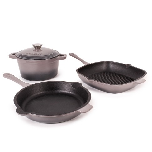 Berghoff Neo 4pc Cast Iron Cookware Set, Square Grill Pan 11, Fry