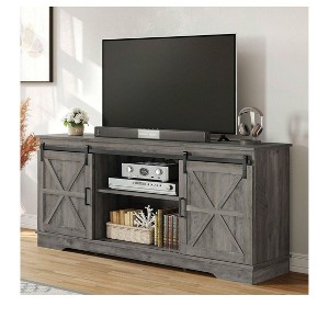 Farmhouse TV Stand for 65 inch TV, Entertainment Center with Sliding Barn Doors and Storage Cabinets for Living Room - 1 of 4