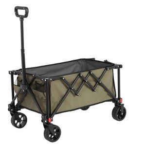 Folding Wagon Cart with All Terrain Wheels,Heavy Duty Garden Carts with Adjustable Handle - 1 of 4