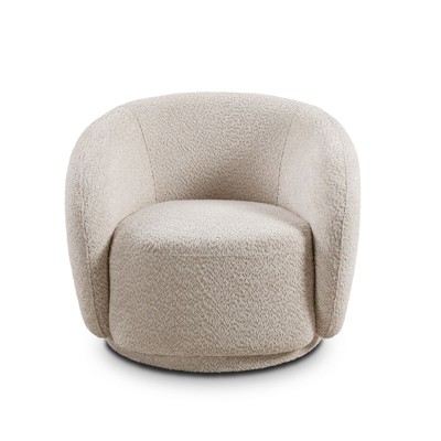 Lirago Swivel Accent Chair with Boucle Fabric-Modern Barrel Design for Living Room Solid Wood Frame and 300lb Capacity 33.07"Wx33.07"Dx27.95"H