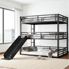 Full Over Full Over Full Triple Bunk Bed with Slide, Heavy-Duty Metal Frame and Safety Guardrails, Noise-Reduced Design,kids bed - 2 of 4