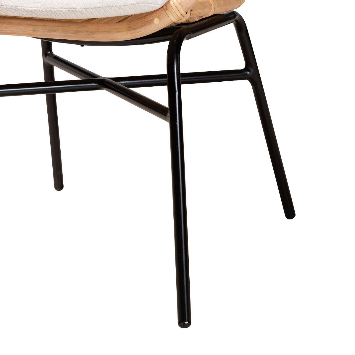 bali & pari Caelia Rattan and Metal Chair Natural/Brown: Bohemian Style, Plush Cushion, Sturdy Crisscross Base: Armless, Spot Clean - thumbnail 7