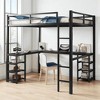 Full Metal Loft Bed Frame with L-Shaped Desk and Storage Shelves, Space-Saving Loft Bed with Ladder and Guardrails,kids bed - 2 of 4