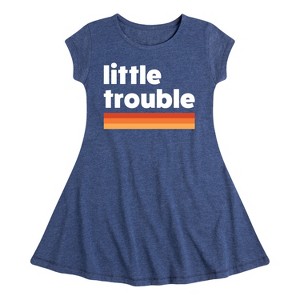Girls' - Instant Message - Trouble Little Fit & Flair Cap Sleeve Graphic Dress - 1 of 4