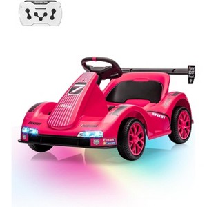 Go Kart for Kids, Electric Ride On Car with 2 Motors, Remote Control, Safety Belt & LED Lights, Toy Race Car with Speed Adjustment - 1 of 4