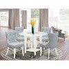 5-Piece Linen White Finish Solid Wood Top - Dining Room Set - Seats 4 - 2 of 4