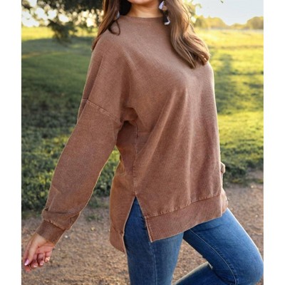Women's Alexis Corded Pullover Chocolate - Jess Lea