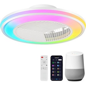 HUMHOLD Bladeless Ceiling Fan with Light Remote, Smart LED Ceiling Fans with Voice/App Control, Modern Low Profile Dimmable Light Ceiling Fan - 1 of 4