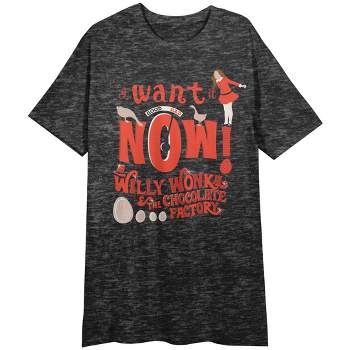 Willy Wonka & The Chocolate Factory Veruca Salt Crew Neck Short Sleeve Charcoal Heather Women's Night Shirt