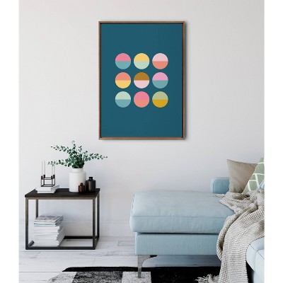 Sylvie Circles in Blue Abstract Canvas Wall Art