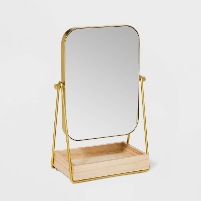 Mirror Jewelry Storage with Wood Base - A New Day™ Gold