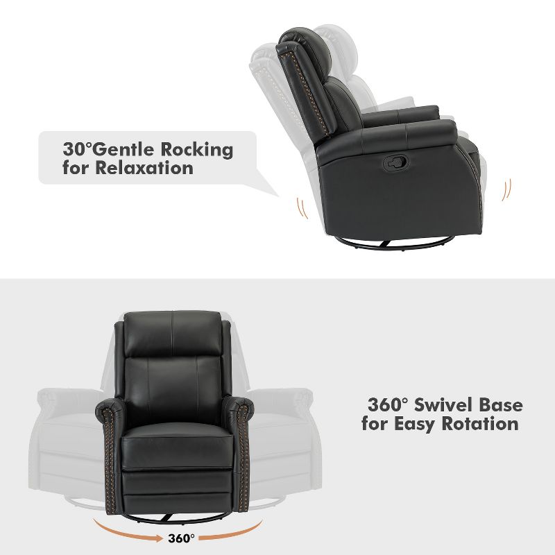 Irene 30.5" Wide Genuine Leather Manual Recliner with Rolled Arms | ARTFUL LIVING DESIGN, 5 of 14